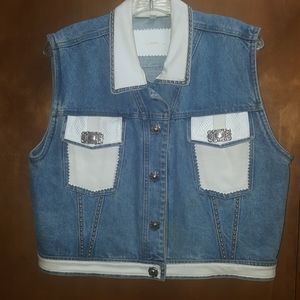 Vintage Denim and Leather Vest